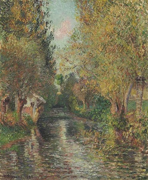 Le Lavoir De Bazincourt Oil Painting by Camille Pissarro