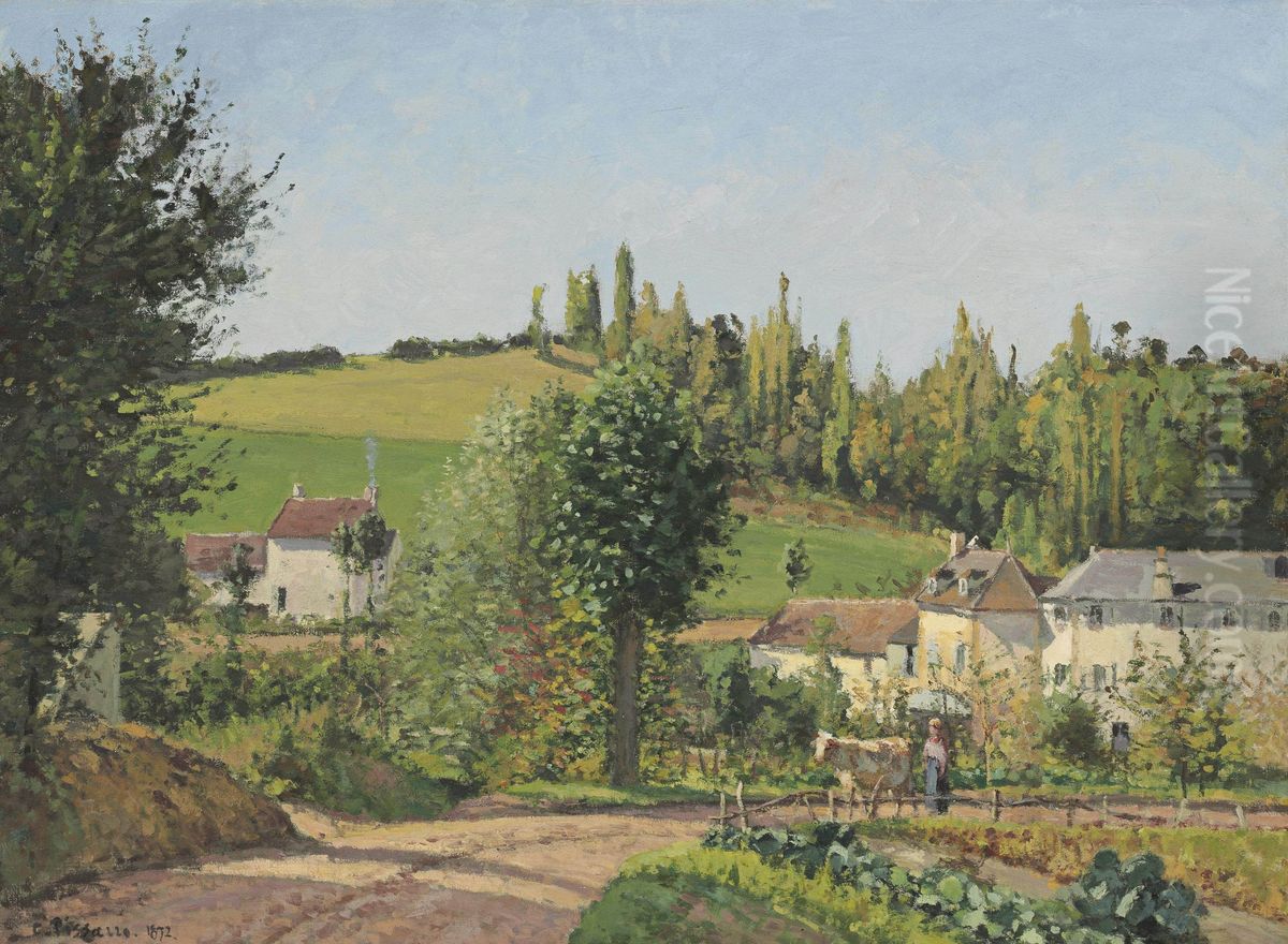 Hameau Aux Environs De Pontoise Oil Painting by Camille Pissarro