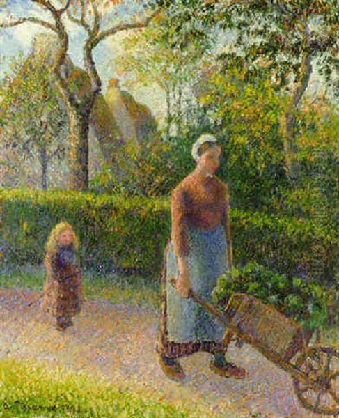 Femme A La Brouette Oil Painting by Camille Pissarro
