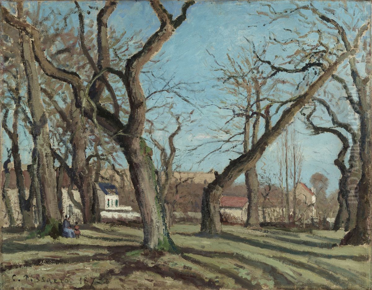 Bois De Chataigniers A Louveciennes Oil Painting by Camille Pissarro