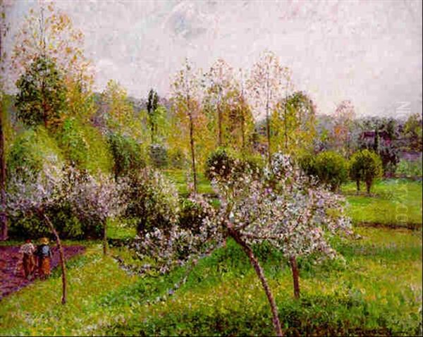Pommiers En Fleurs, Eragny Oil Painting by Camille Pissarro