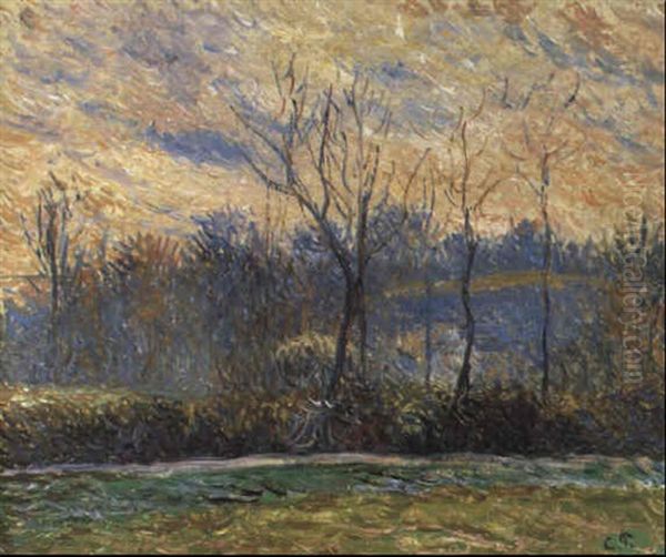 Soleil Couchant, Hiver Oil Painting by Camille Pissarro