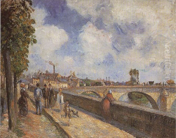 Le Pont De Pontoise Oil Painting by Camille Pissarro