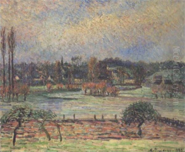 Inondation, Effet Du Matin, Eragny Oil Painting by Camille Pissarro