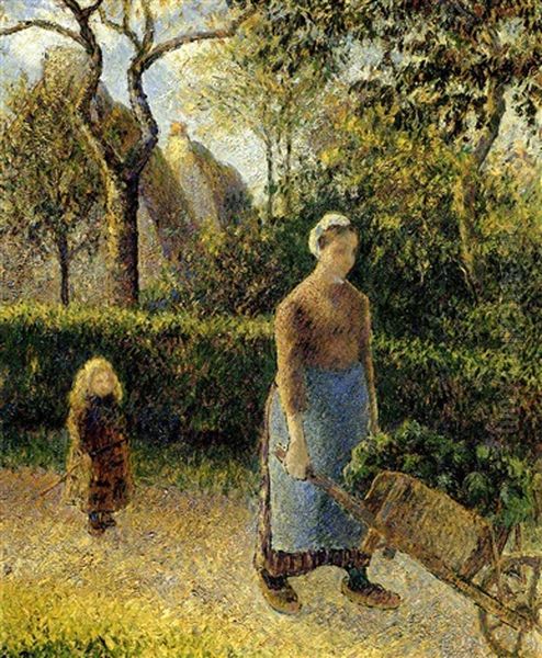 Femme A La Brouette Oil Painting by Camille Pissarro