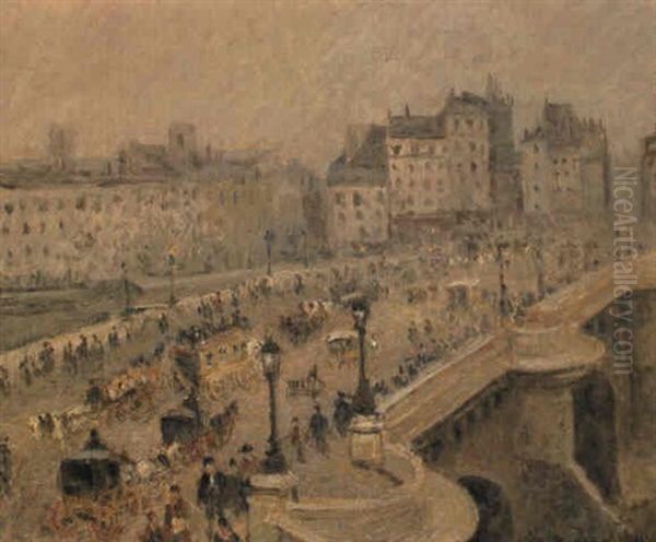 Pont Neuf - Brouillard Oil Painting by Camille Pissarro