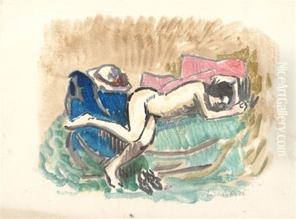 Jeune Femme Sur Le Divan Bleu Oil Painting by Ludovic Rodo Pissarro