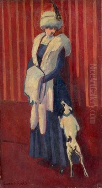 Femme Au Manchon Et Au Petit Chien Oil Painting by Ludovic Rodo Pissarro