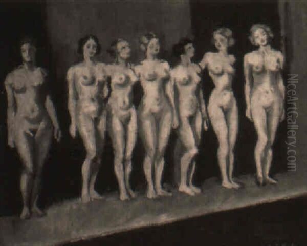 Presentation De Nus Oil Painting by Ludovic Rodo Pissarro