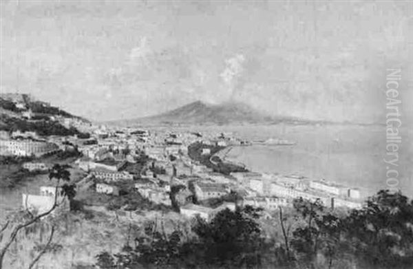 The Bay Of Naples Oil Painting by Enrico (Ulrico) Pistilli