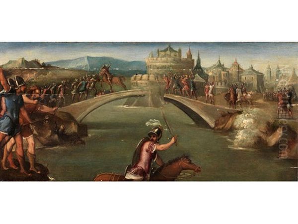 Orazio Coclite Sul Ponte (horatius Cocles Verteidigt Die Brucke) Oil Painting by Bonifazio Veronese