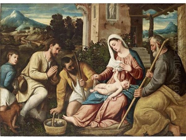 The Adoration Of The Shepherds Oil Painting by Bonifazio Veronese