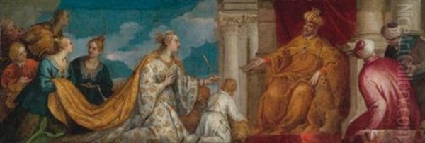 The Queen Of Sheba Before Solomon Oil Painting by Bonifazio Veronese