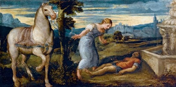 Angelica E Medoro Oil Painting by Bonifazio Veronese