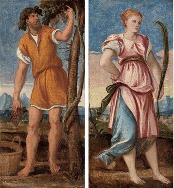 Summer (+ Autumn; Pair) Oil Painting by Bonifazio Veronese