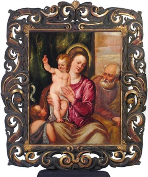 La Sacra Famiglia Con San Giovanni Oil Painting by Bonifazio Veronese