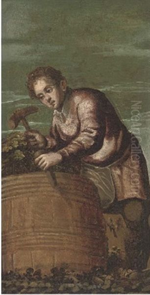 A Wine Harvester Oil Painting by Bonifazio Veronese