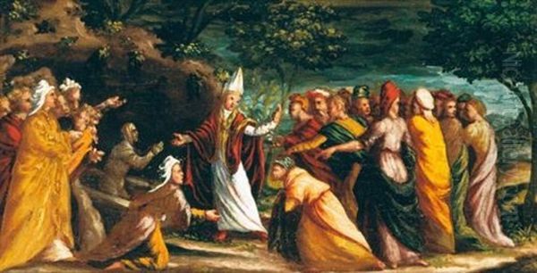 Episodio Della Vita Di Un Santo Vescovo Oil Painting by Bonifazio Veronese