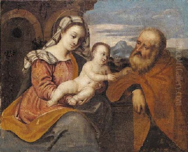 Holy Family Oil Painting by Bonifazio Veronese