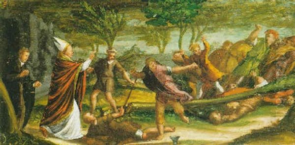 Martirio Di San Pietro Da Verona Oil Painting by Bonifazio Veronese