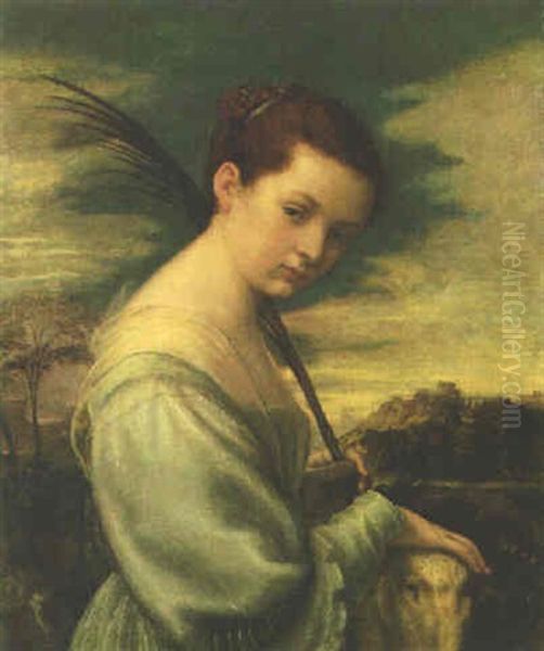 Saint Agnes Oil Painting by Bonifazio Veronese