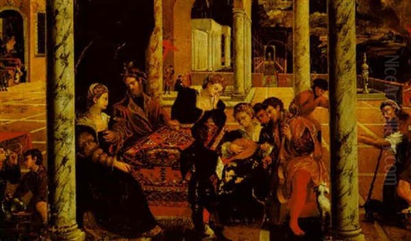 The Parable Of Dives And Lazarus Oil Painting by Bonifazio Veronese