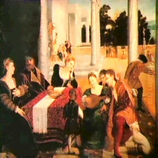 Scena Di Banchetto Con Sonatori Oil Painting by Bonifazio Veronese