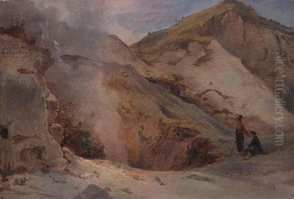 La Solfatara Oil Painting by Anton Sminck Pitloo