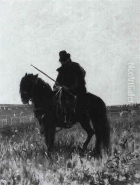 Buttero A Cavallo Oil Painting by Carlo Pittara