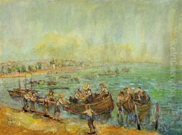 Rybarske Barky Oil Painting by Emil Arthur Pittermann Longen