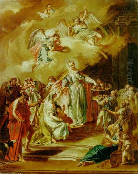 Saint Elizabeth Of Hungary Oil Painting by Giovanni Battista Pittoni the younger