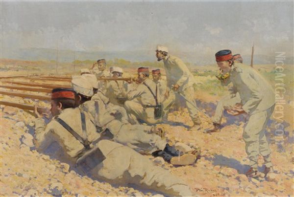 Soldaten Im Gefecht Oil Painting by Alberto Pla y Rubio