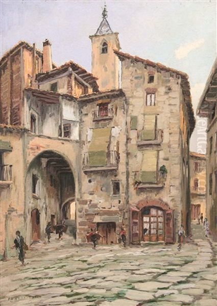 Piazza De San Juan Oil Painting by Francisco Planas Doria