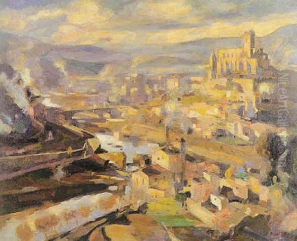 Vista Rural Con Rio Oil Painting by Francisco Planas Doria