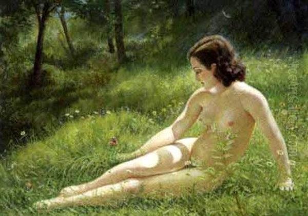 Schone In Einer Wiese Oil Painting by Josef Plank