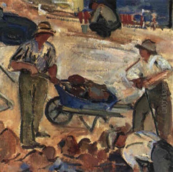 Road Menders Oil Painting by Ada May Plante