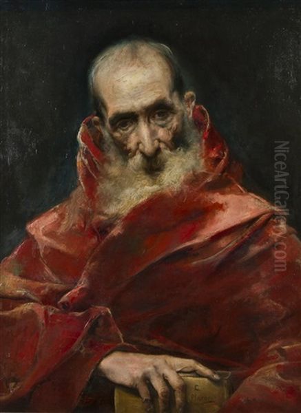 Monk Oil Painting by Casto Plasencia