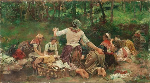 Las Lavanderas Oil Painting by Casto Plasencia
