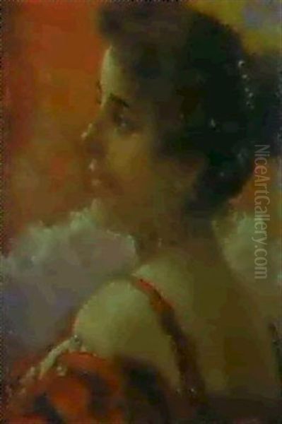 Joven Dama De Perfil Oil Painting by Casto Plasencia