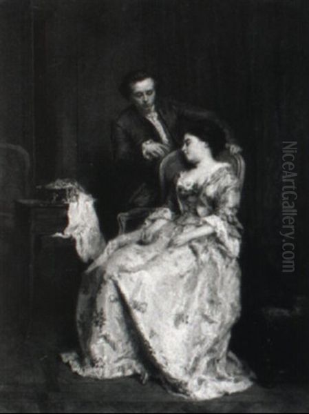 Mademoiselle Ist Eingeschlafen Oil Painting by Antoine Emile Plassan