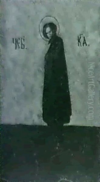 Ritratto Del Marito Cebotarev Oil Painting by Aleksandra Georgerna Platunova