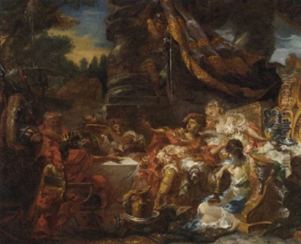 The Sword Of Damocles Oil Painting by Johann Georg Platzer