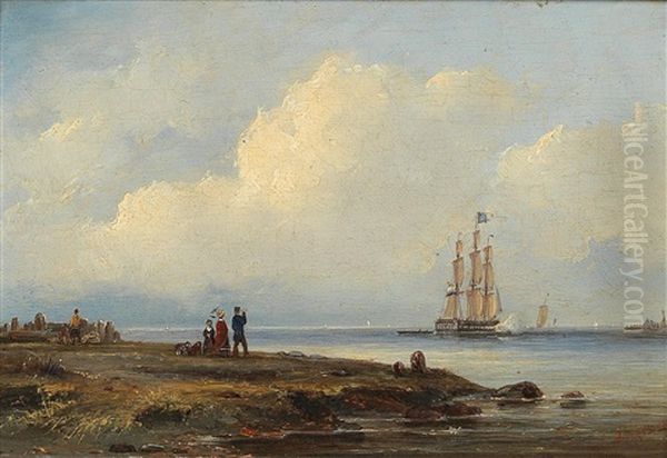 Departure Of The Three-master Oil Painting by Ary Pleyssier