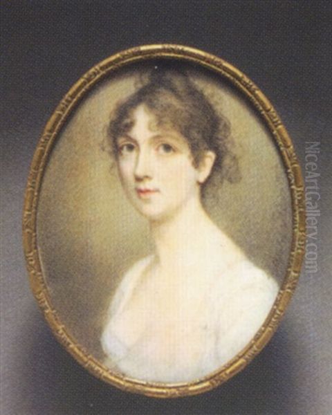 Bildnis Einer Jungen Dame Mit Hochgestecktem Haar Und Weisem Kleid Oil Painting by Andrew Plimer