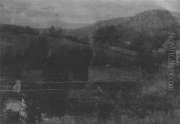 Houses In The Valley Oil Painting by William E. Plimpton