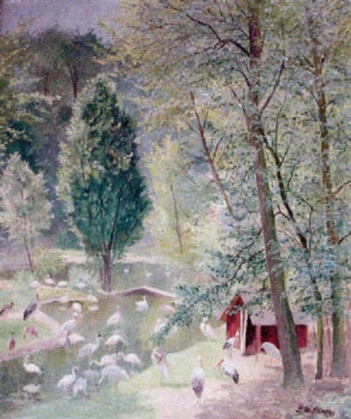 Im Tierpark Oil Painting by Ludwig Wilhelm Plock
