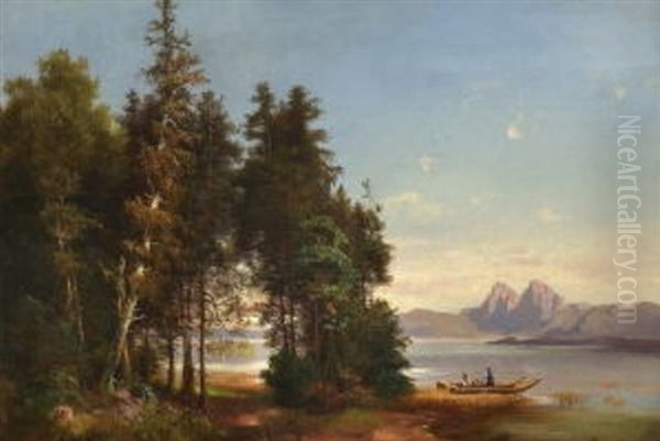 Am Ufer Eines Gebirgssees Oil Painting by Anna (Baar-Plommer) Plommer