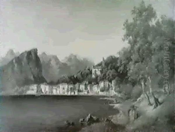 Stadtchen Am Seeufer Oil Painting by Anna (Baar-Plommer) Plommer