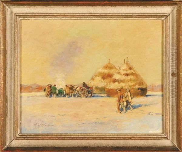 Polowanie W Zimie Oil Painting by Karl Plueckebaum