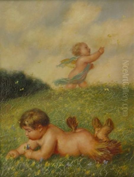 Satyr Und Putto Oil Painting by Karl Plueckebaum